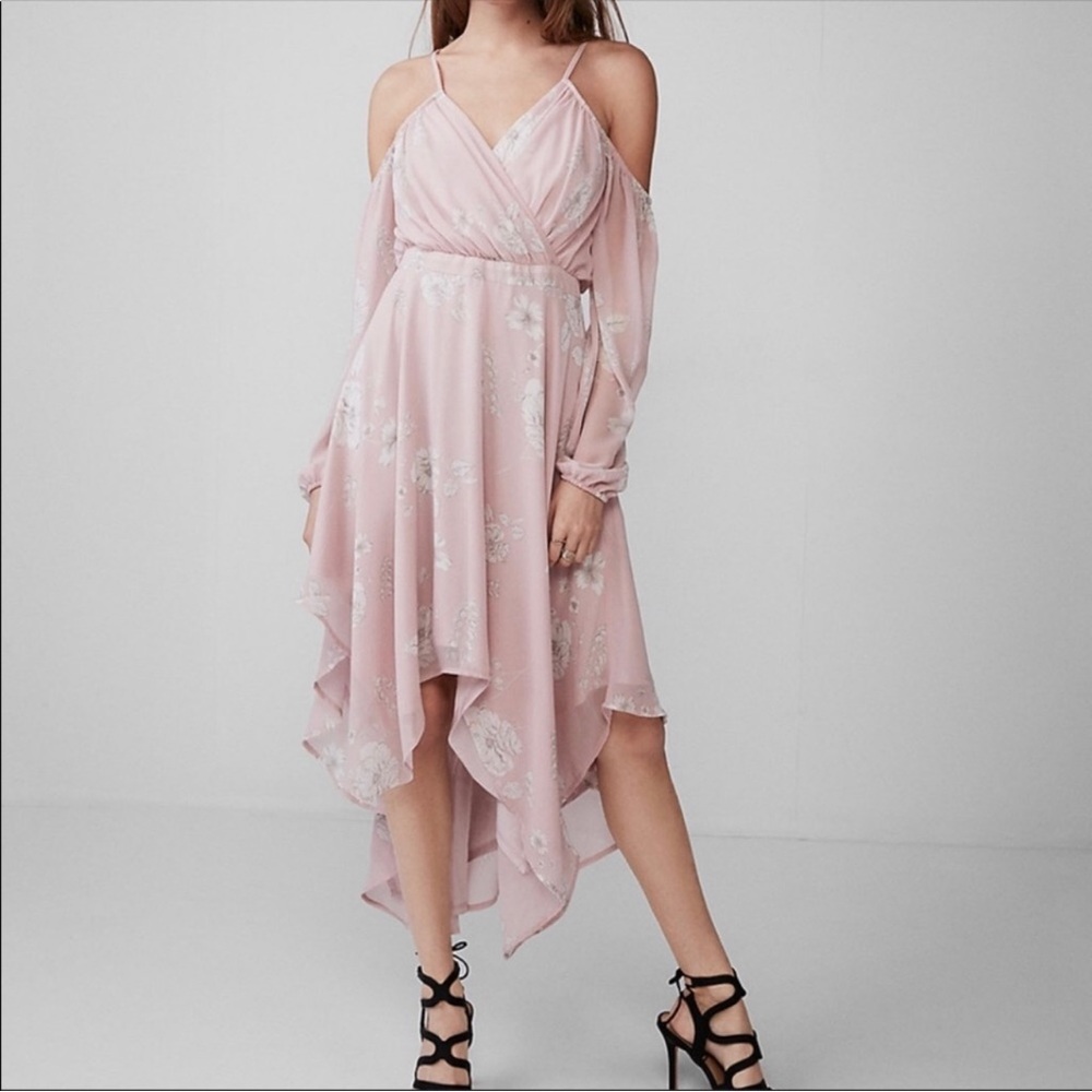 Express Pink Floral Midi Dress